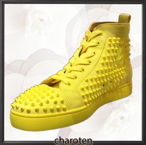 SS16新色 Christian Louboutin Louis Spikes ルブタンコピー ブラック ハイカットスニーカー スエード 6090205